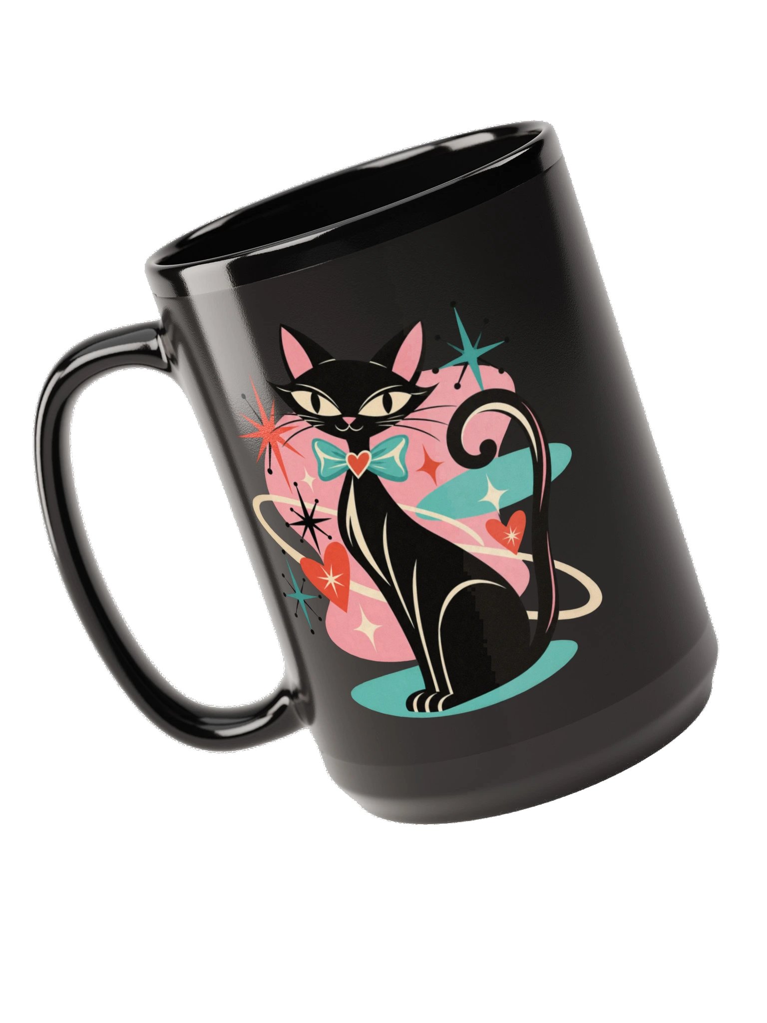 Love Cat – Atomic Cat Girl Black 15 oz Mug product image (5)