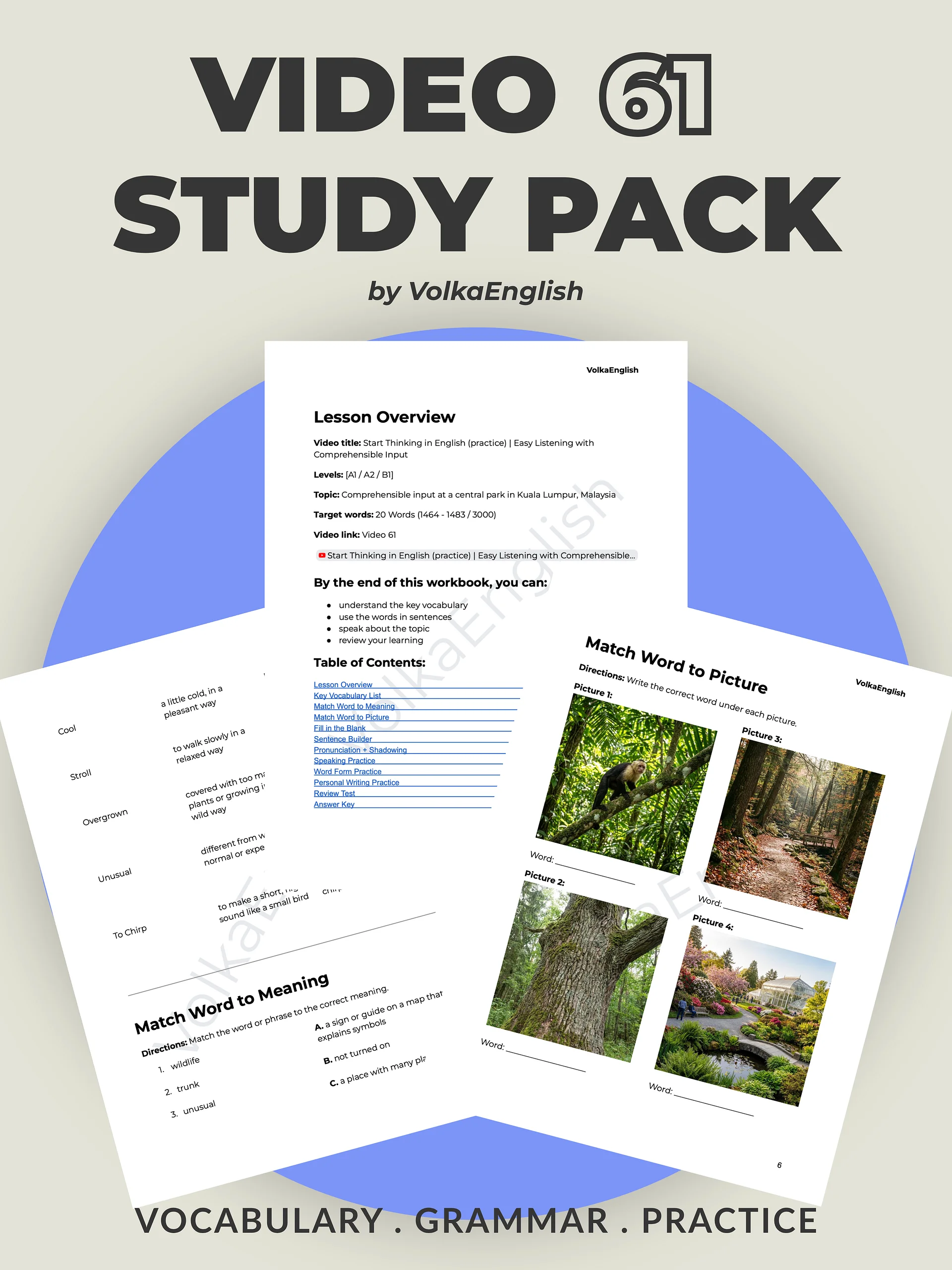 Start Thinking in English (practice) | Easy Listening with Comprehensible Input - Video 61 Study Pack product image (1)