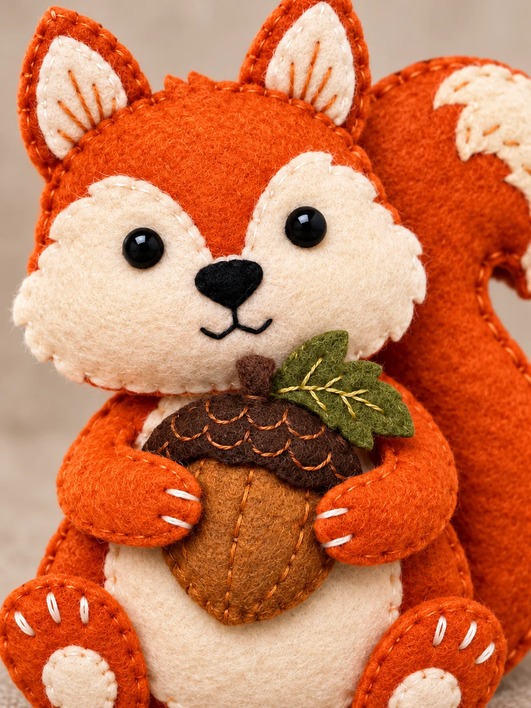Handmade Felt Squirrel with Acorn – Woodland Animal Decor product image (3)