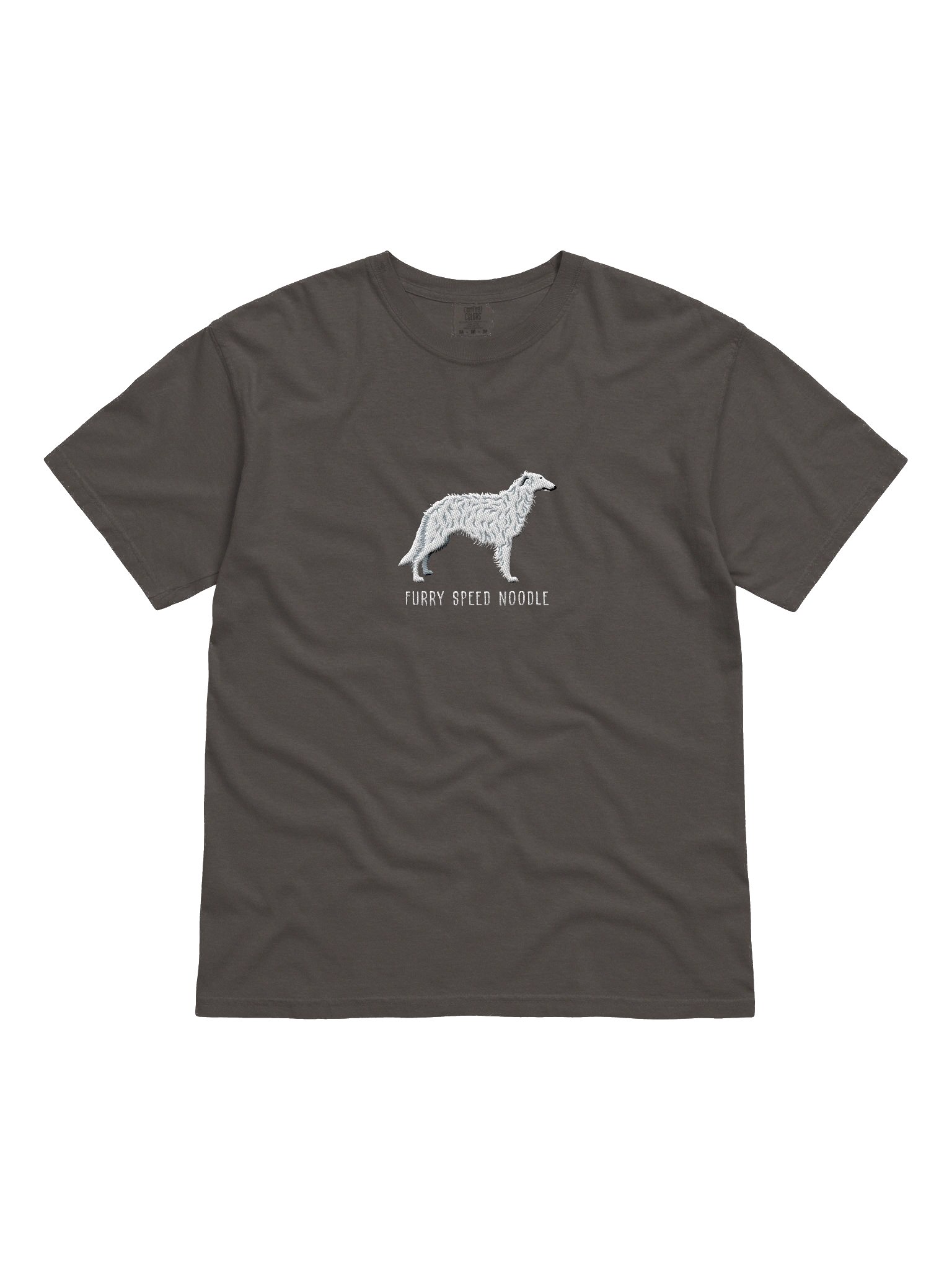 Furry Speed Noodle T-Shirt(Embroidered) of a Borzoi(White) product image (4)