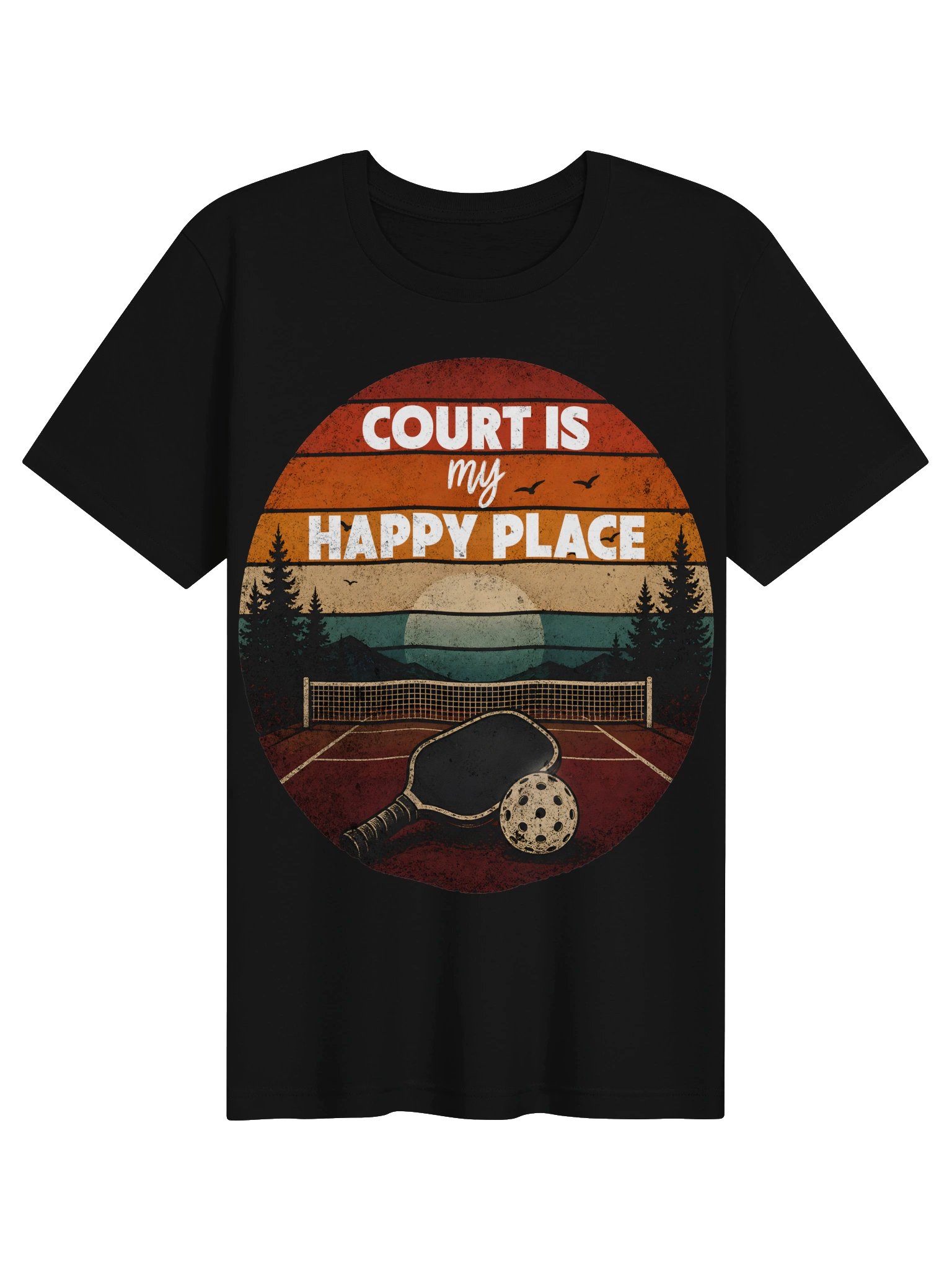 Court Is My Happy Place Pickleball Shirt – Funny Pickleball Tee product image (2)