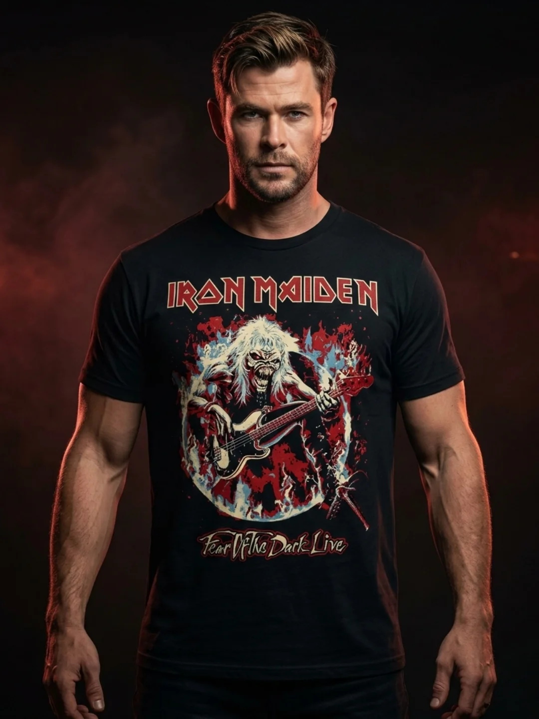 Iron Maiden Fear of the Dark Live T-Shirt | Eddie Guitar Fire | 1992 Donington Tour Collector Tee product image (1)