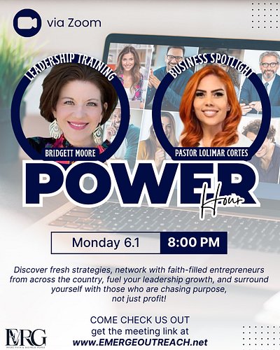 🚀 Entrepreneurs, You’re Invited! 🚀

Join us for our FREE biweekly Power Hour, where faith and business merge to help you grow...