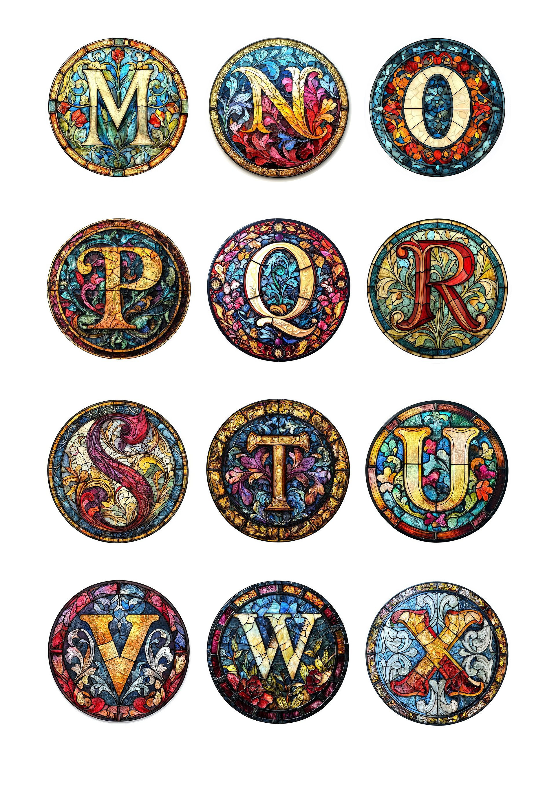 26 "Round Stained Glass Letters" Clipart Image Bundle product image (3)