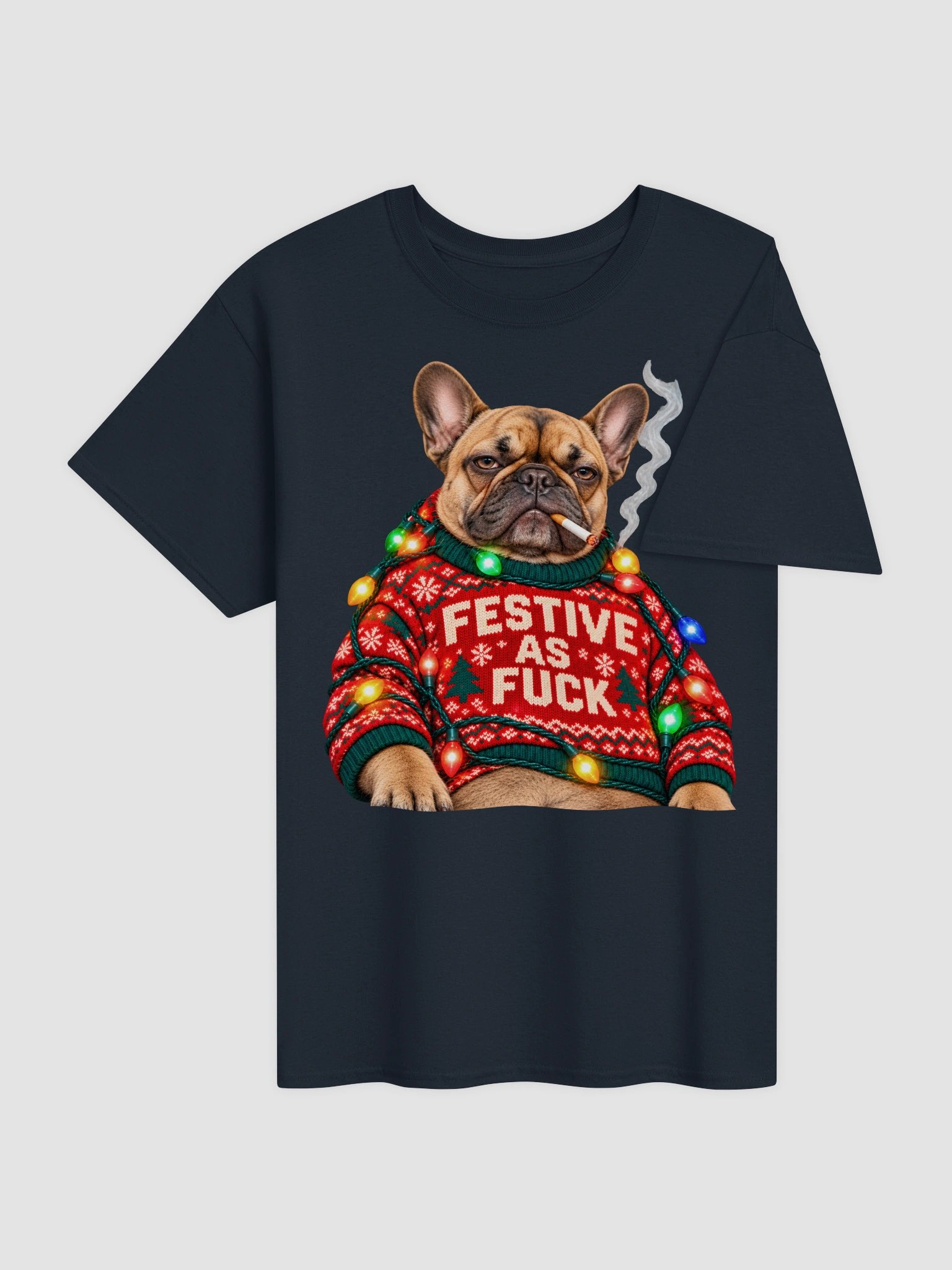 Festive AF French Bulldog Shirt - Funny Ugly Christmas Sweater Frenchie Dog T-Shirt product image (3)