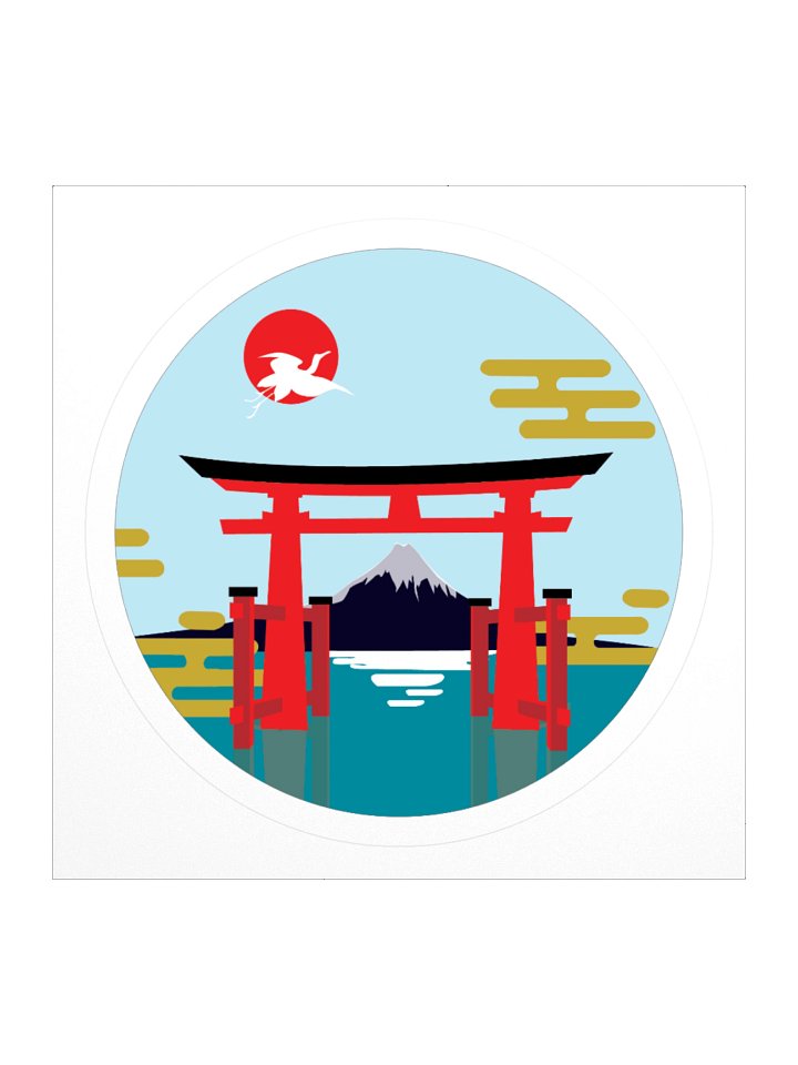Torii temple gate in lake with Fuji Hakone inspired sticker product image (1)