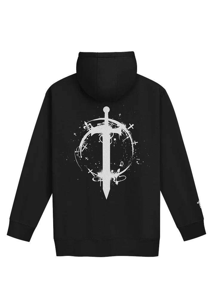 ONE KING Crusader Silhouette Premium Soft Blend Hoodie with embroidered sleeve logo white print product image (1)