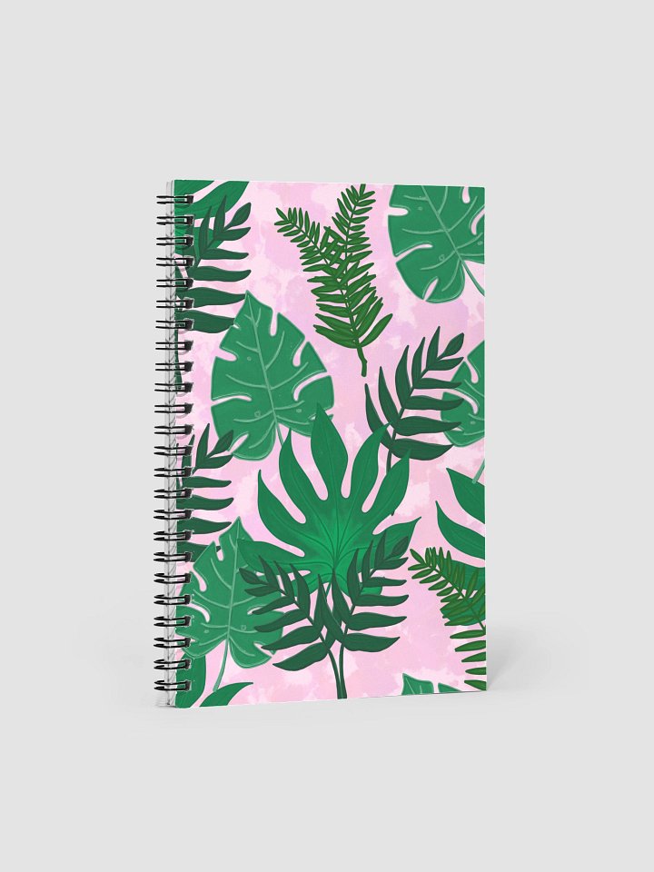 Jungle Leaves Pattern-Pink Background Spiral Journal product image (2)
