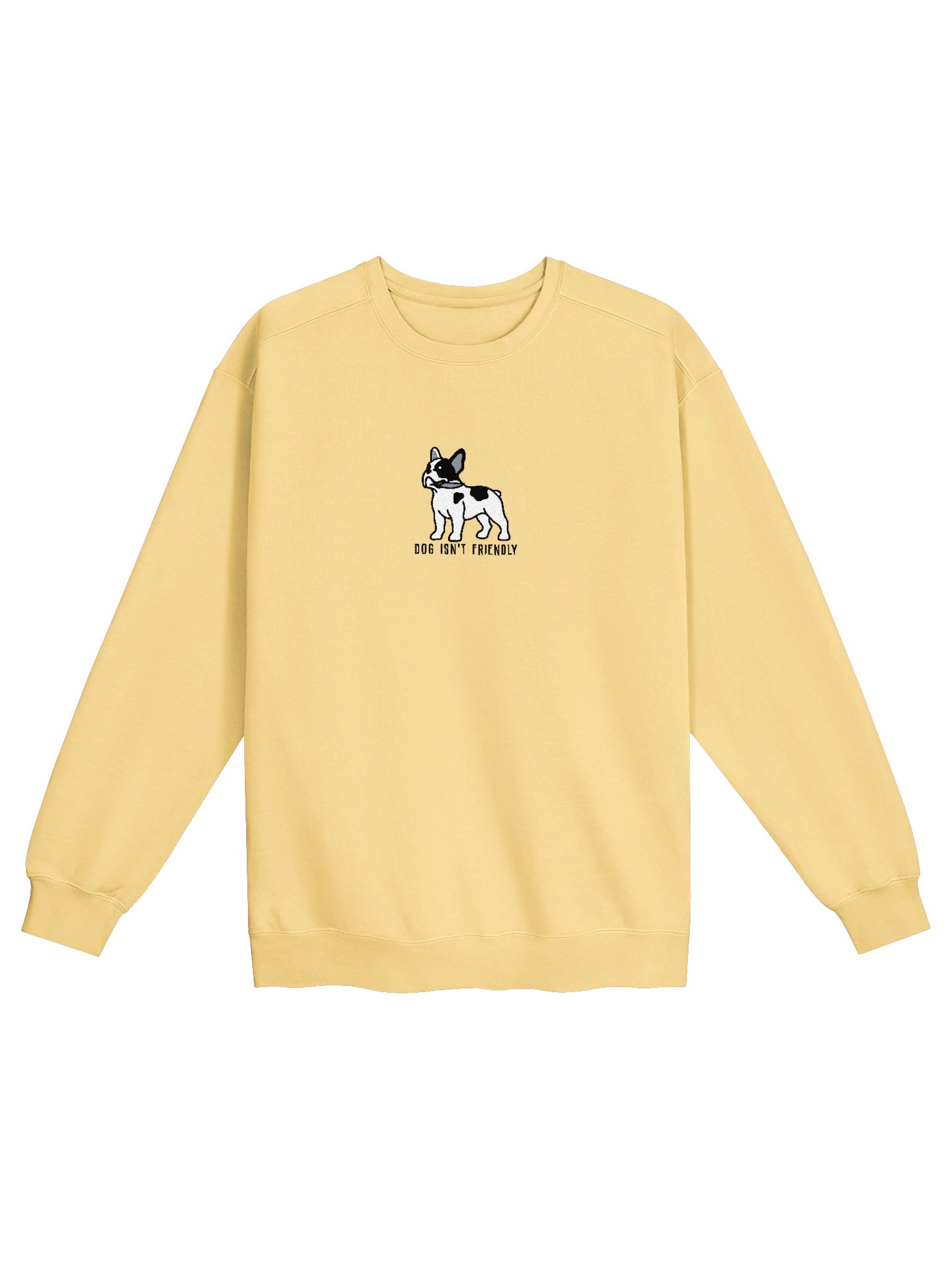 Dog Isn't Friendly Funny Chibi-Style Embroidered Premium Sweatshirt for French Bulldog(Pied, Black & White) Owners product image (41)