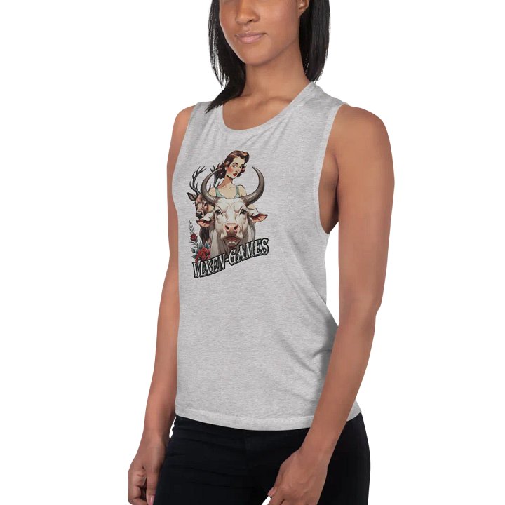 Vixen Games White Bull and Stag with roses flowy tank product image (10)