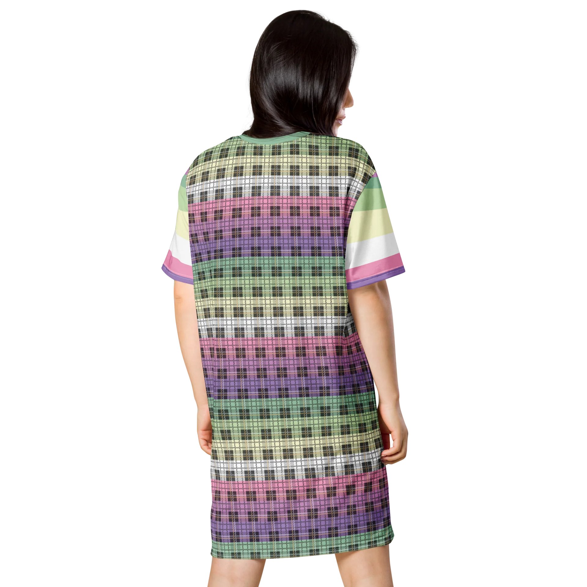 Genderfae Pride Plaid T-shirt Dress product image (2)