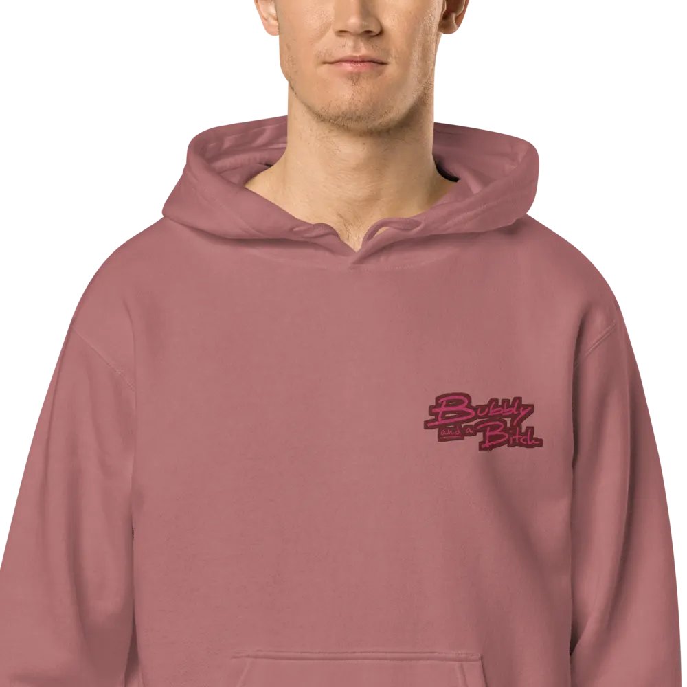 Bubbly and a B*tch (L.C. rose design) embroidered pigment-dyed hoodie product image (1)