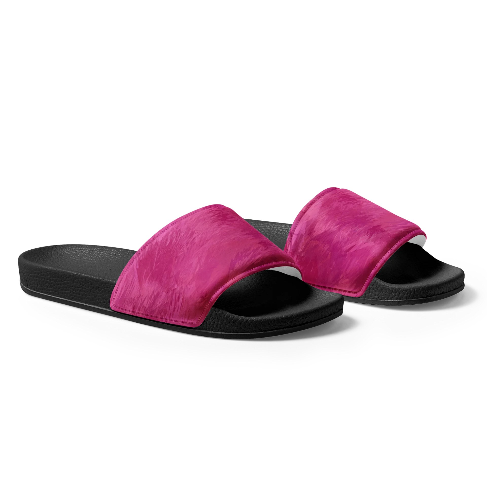 Fuscia Pink Brushstrokes Women's Slides product image (4)