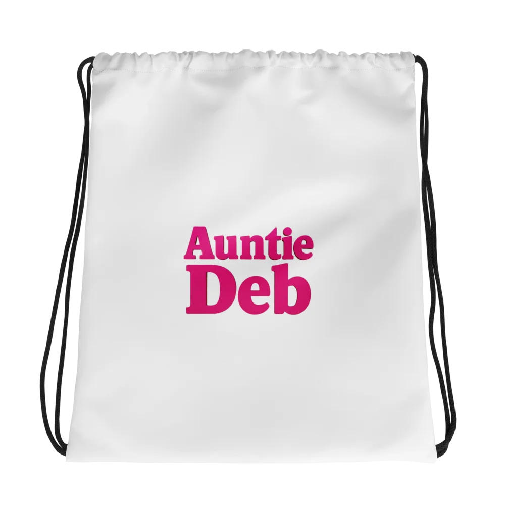Auntie Deb (Pink lettered, Drawstring Bag) product image (1)