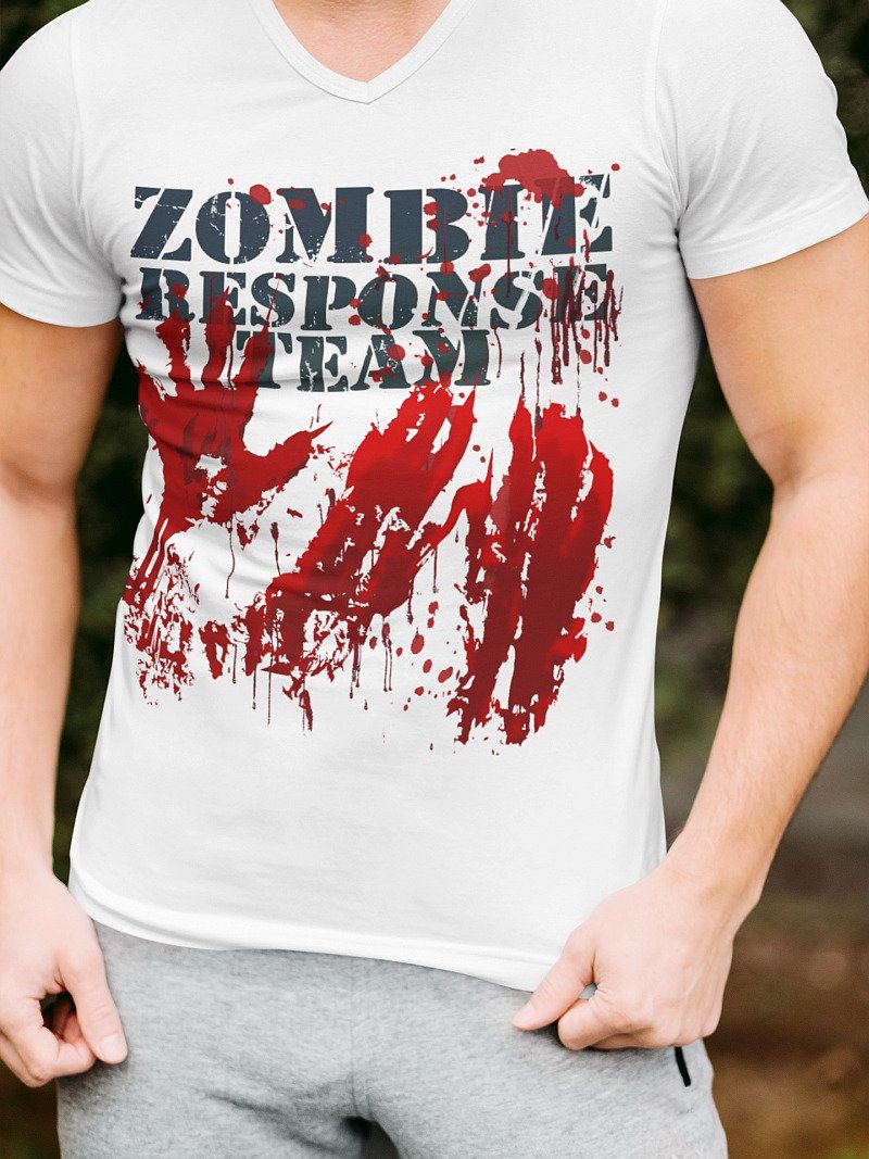 Zombie Shirt Blood Splatter Zombie Response Team Hand Prints product image (2)
