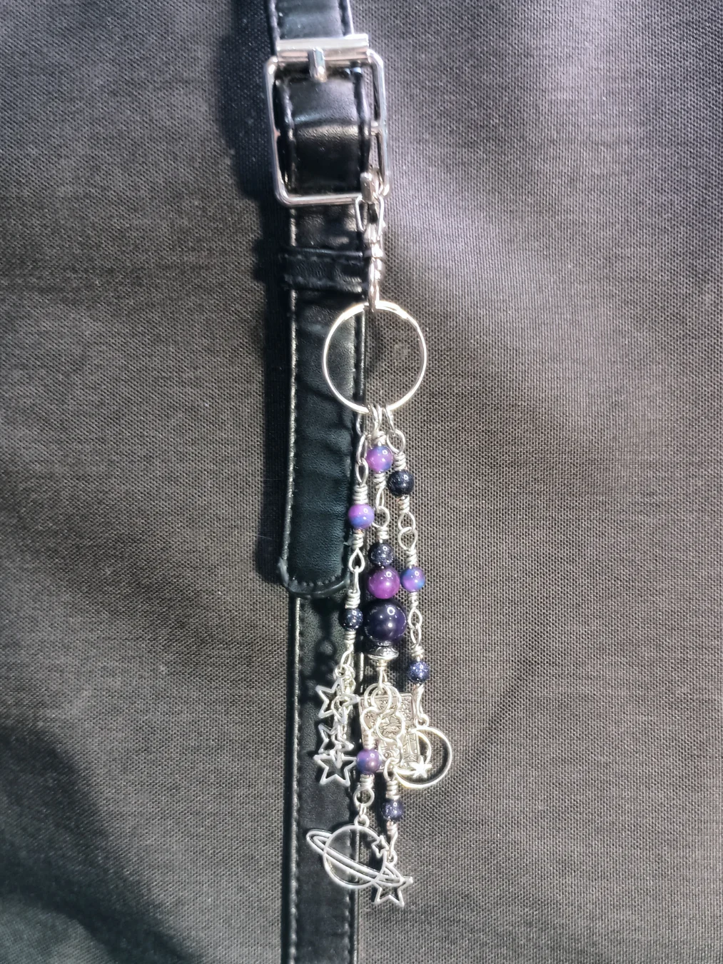 Purple Celestial Purse Charm | Sparkly Goldstone & Tarot, Silver-Tone | "Star Shower" product image (7)