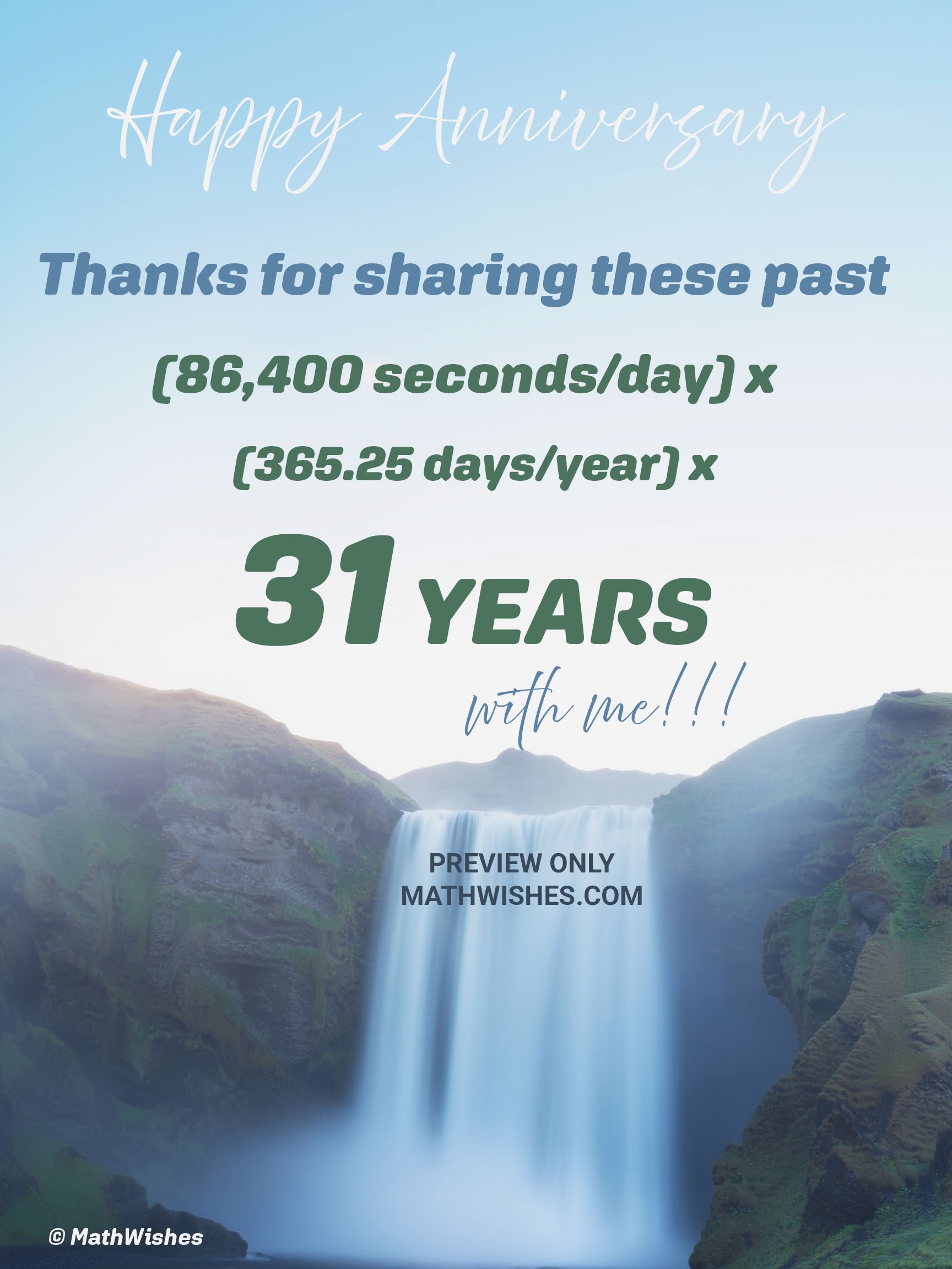 31st Anniversary Card - Waterfall product image (1)