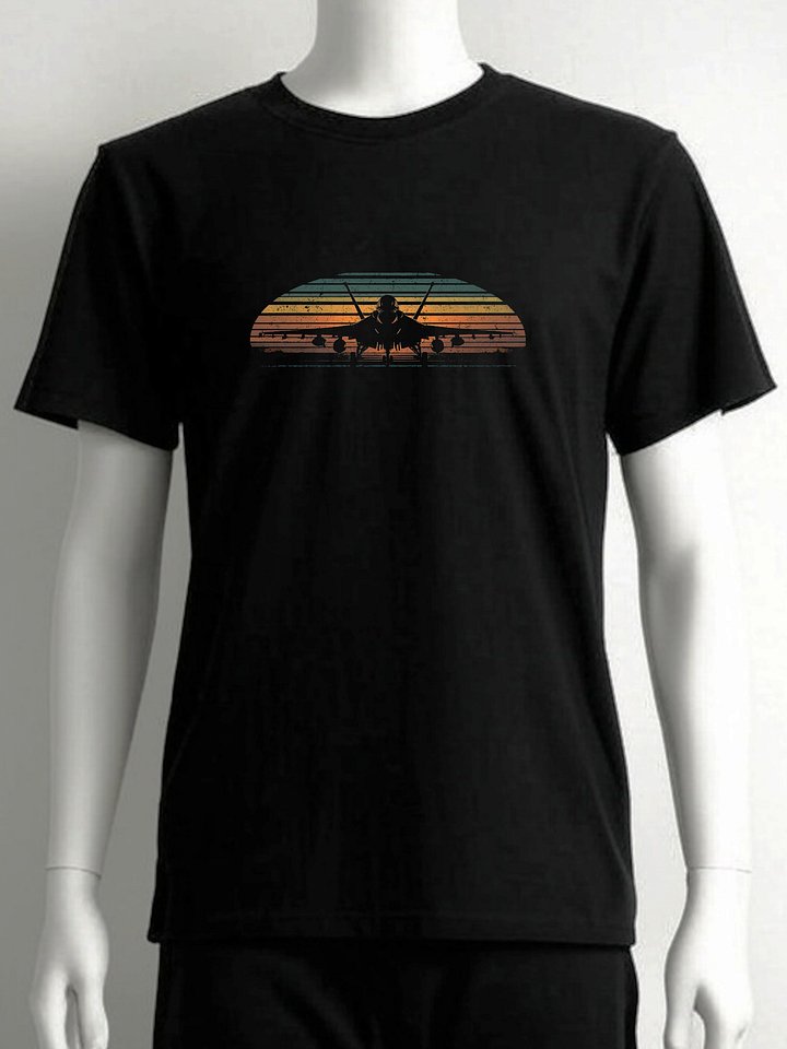 Afterburner Sunset – Retro Fighter Jet T-Shirt product image (1)