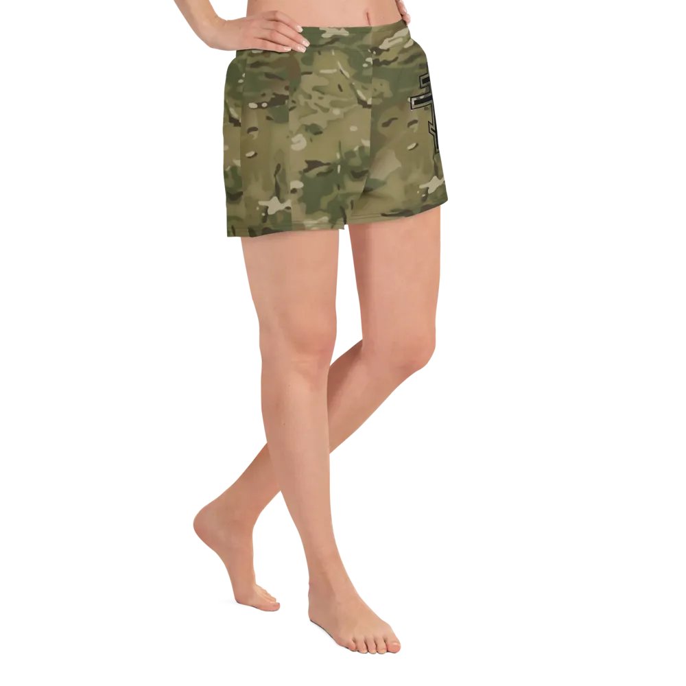 Faithful Camo: Proverb 3:25 Motion Women's Athletic Shorts - Multicam product image (10)