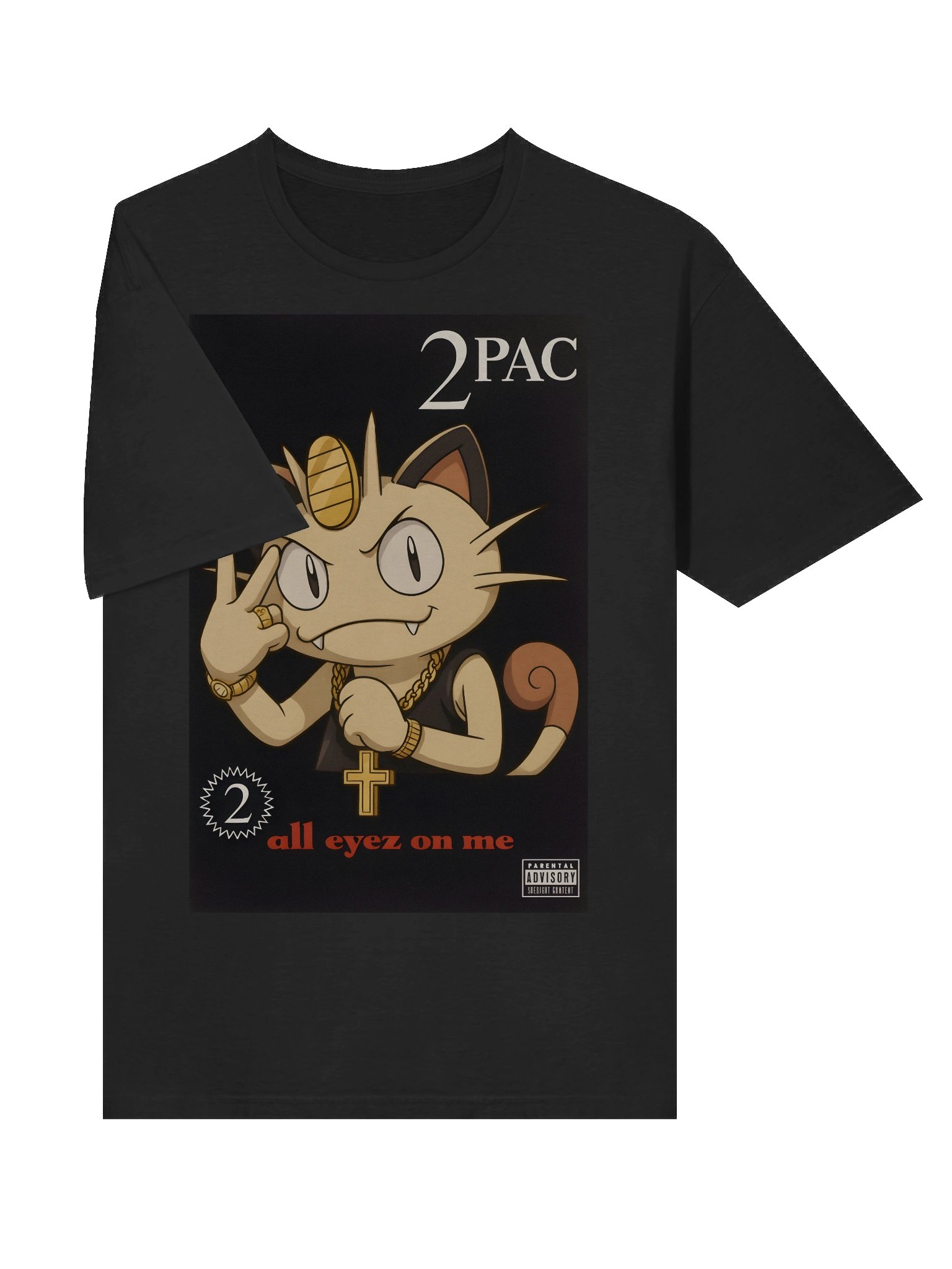 Meowth "All Eyez on Me" Parody T-Shirt – Pokémon × Tupac Album Cover Mashup product image (5)