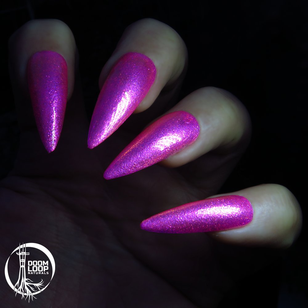 CATASTROPHE - Sparkly Metallic Fuchsia with Tangerine Glow Nail Polish product image (5)
