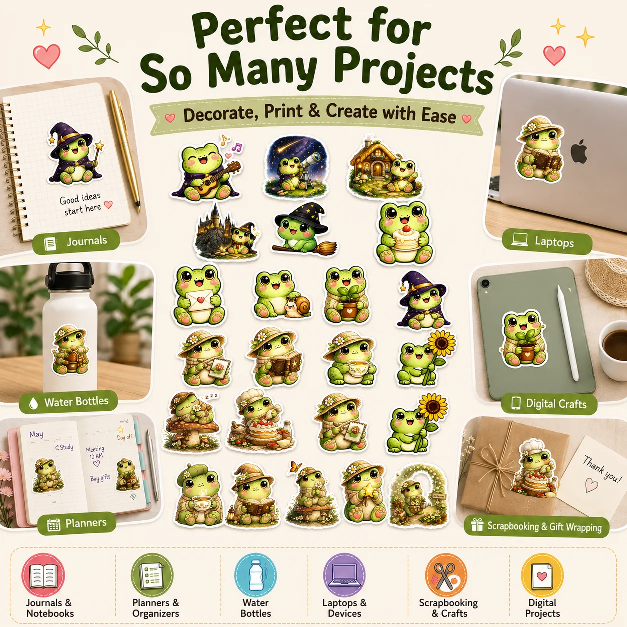 30 Kawaii Frog Stickers – Digital Bundle product image (4)
