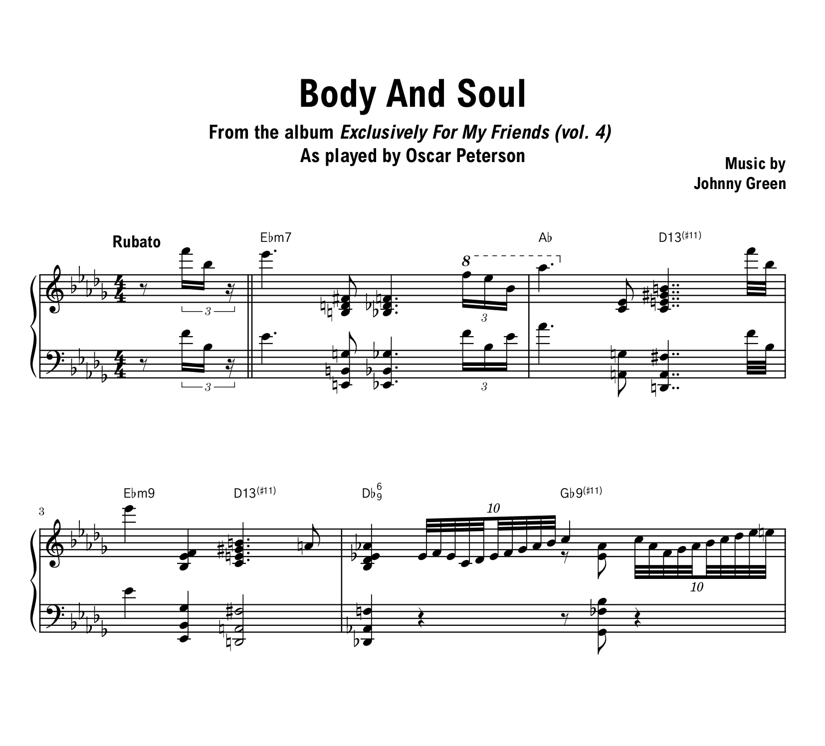 Oscar Peterson - Body And Soul - Sheet music (PDF) product image (1)