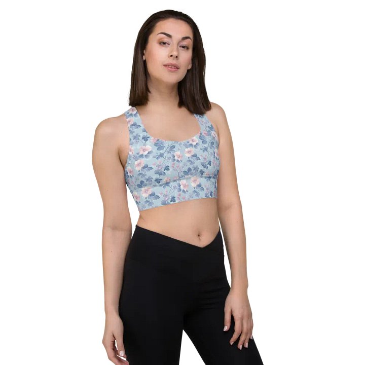 Serene Blue Blossoms Sports Bra product image (1)