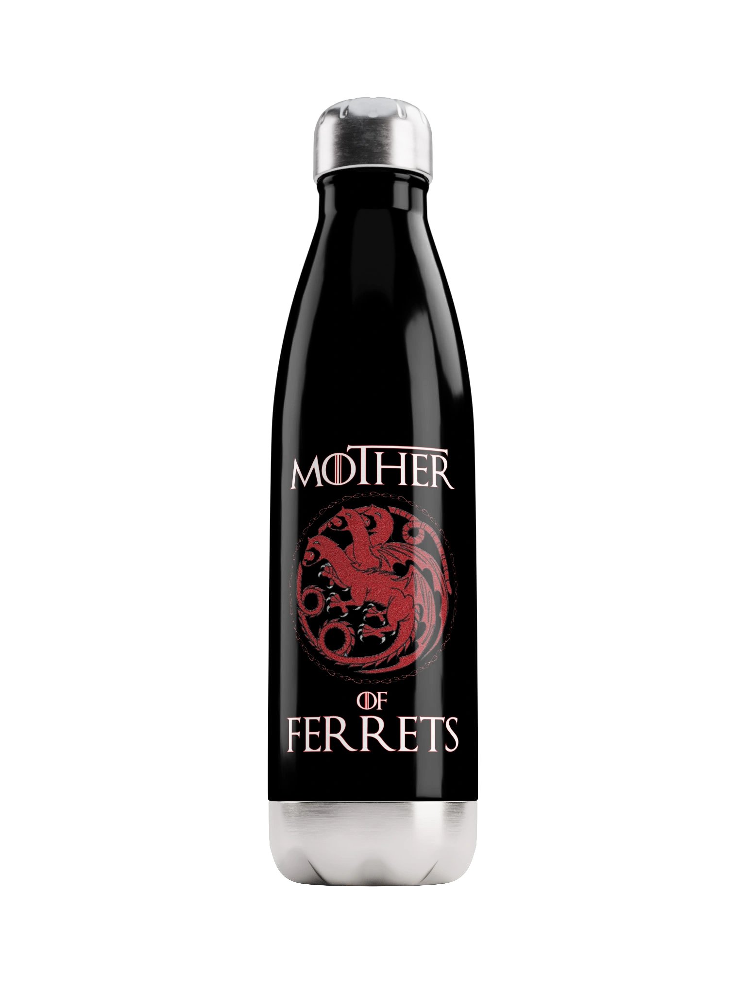 Farm n' Fancy Mother of Ferrets Black Water Bottle | Funny Ferret Mom Gift product image (1)