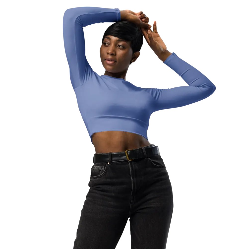 Wild Blue Recycled Long Sleeve Crop Top product image (3)