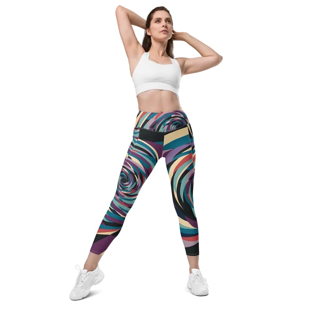 Abstract Lithographic Pattern Design Leggings with pockets - V5 product image (5)