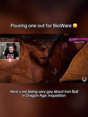 Dragon Age was pivotal for me as a gay gamer, feeling like I could finally be represented in a game, and people STILL know me for my reactions to Iron Bull in Inquisition Thank you for your incredible impact on gaming, BioWare. You will be missed #gamingontiktok #dragonage #gaymer #gaytiktok #gaming