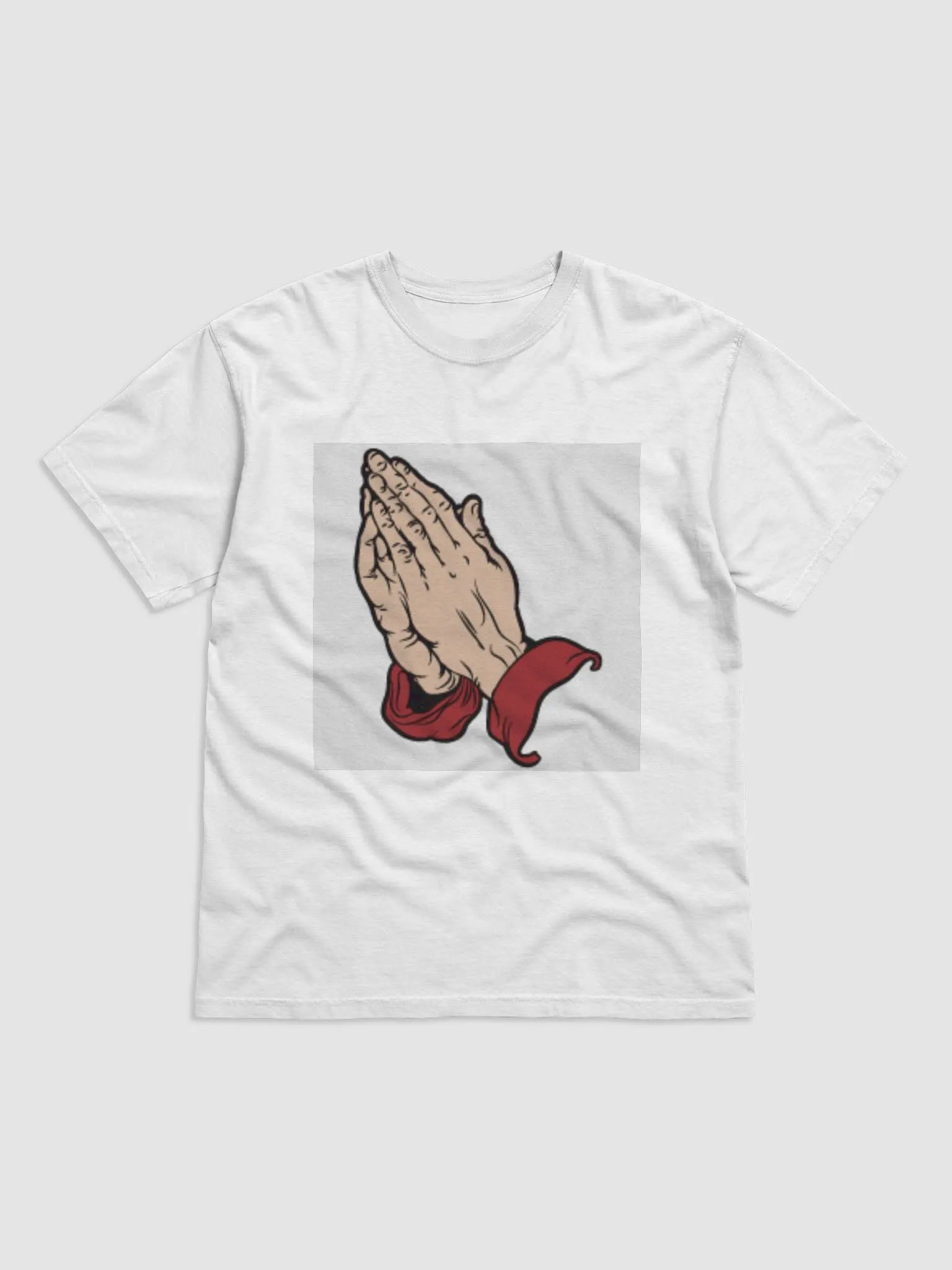 Prayer Hands White Cotton Tee Shirt product image (1)