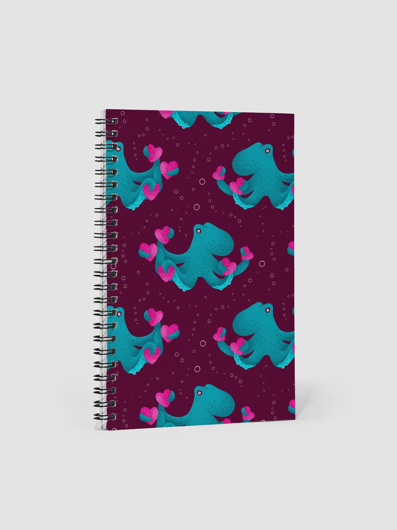 Octopus and Hearts Spiral Notebook product image (1)