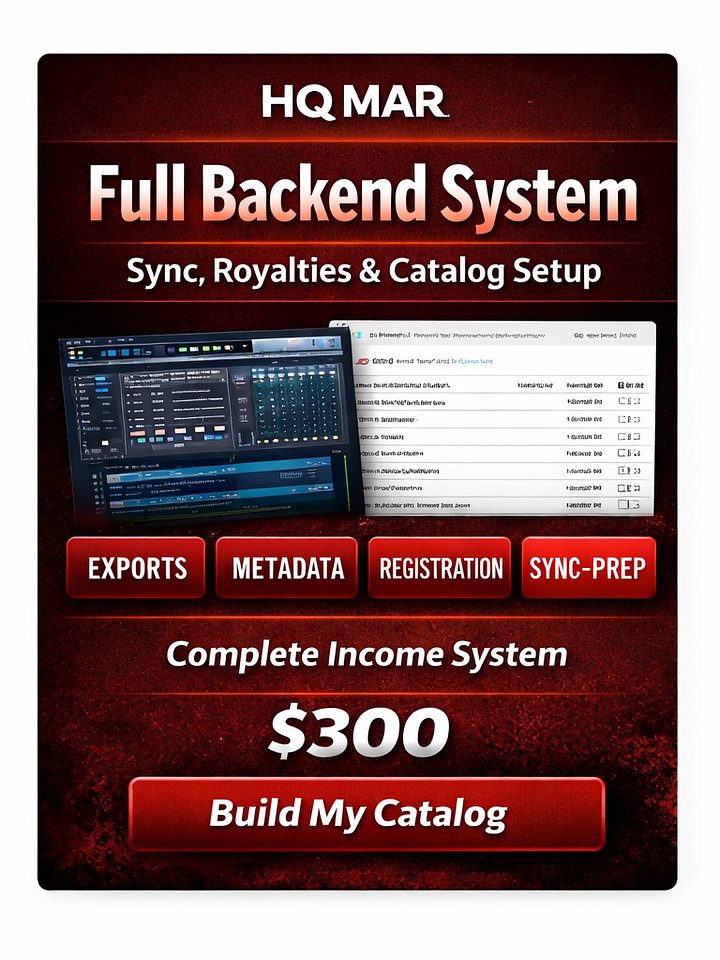 Full Music Backend Setup | Sync Ready + Royalty Setup + Metadata (Complete Artist System) product image (1)