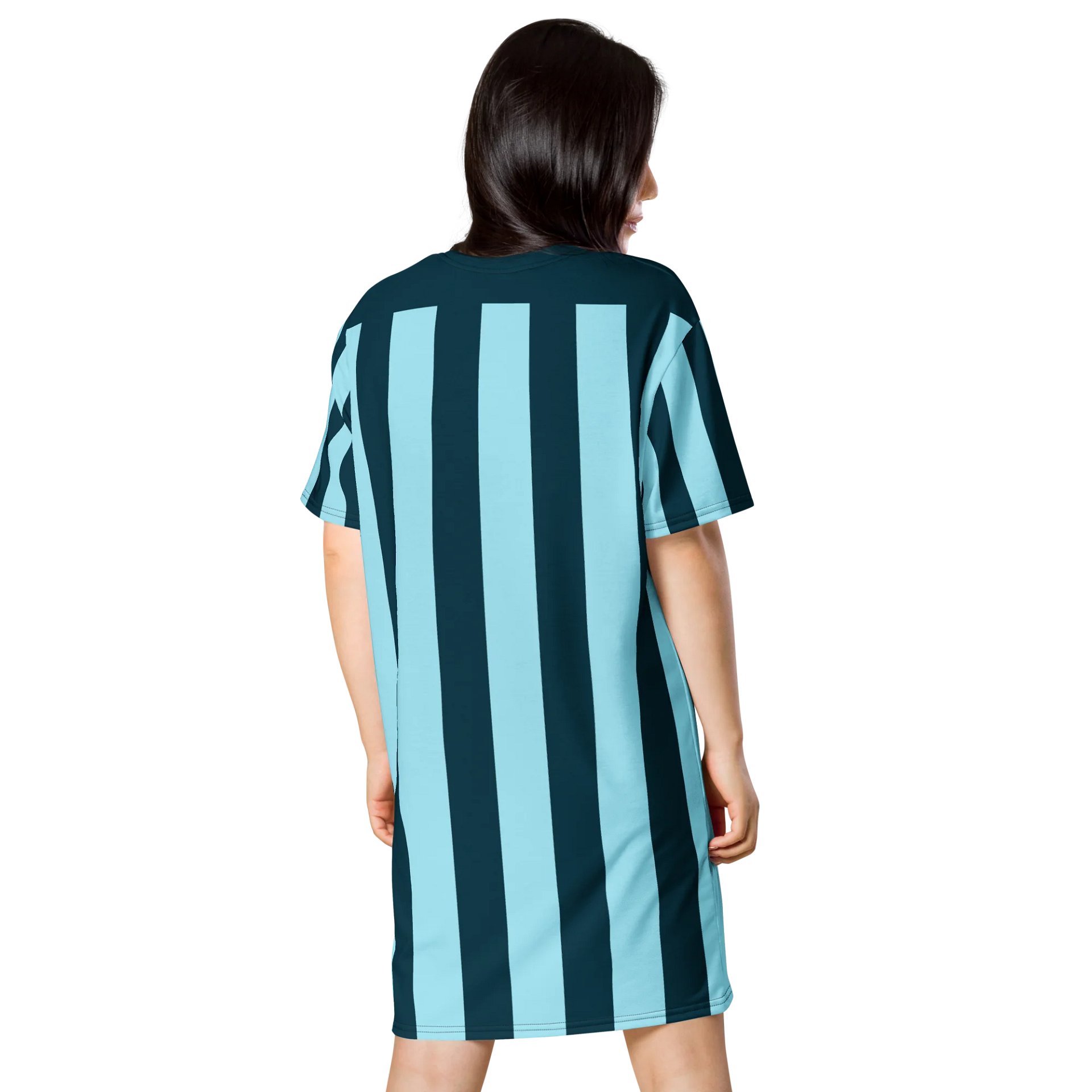 Exclusive Light Blue & Teal Striped Oversized T-Shirt Dress | TDS Music product image (2)