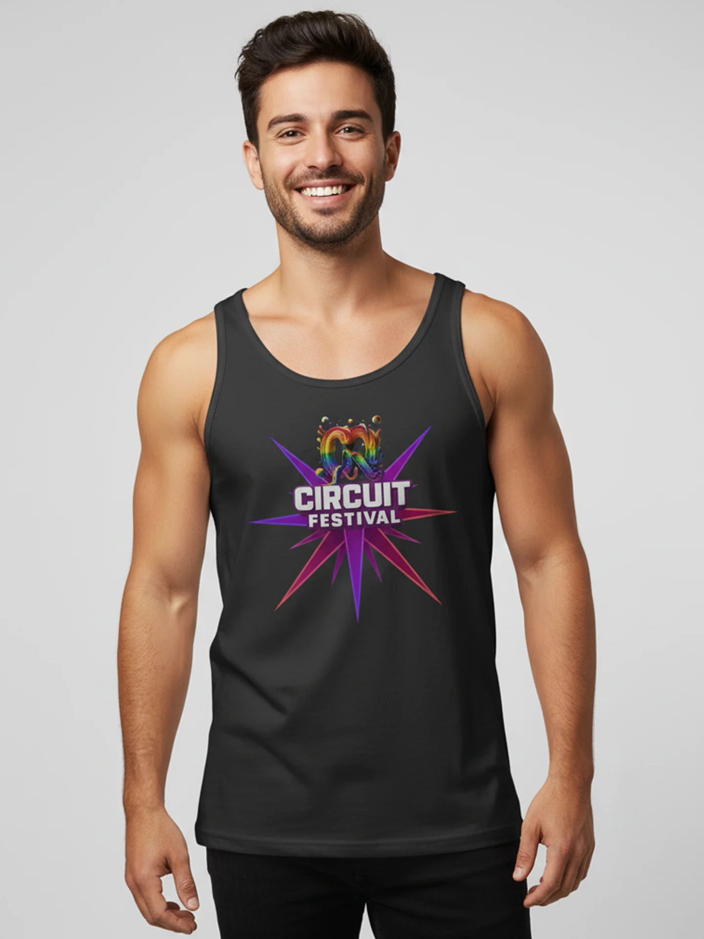 CQ CIRCUIT FESTIVAL – NEON STARBURST PARTY TANK product image (1)