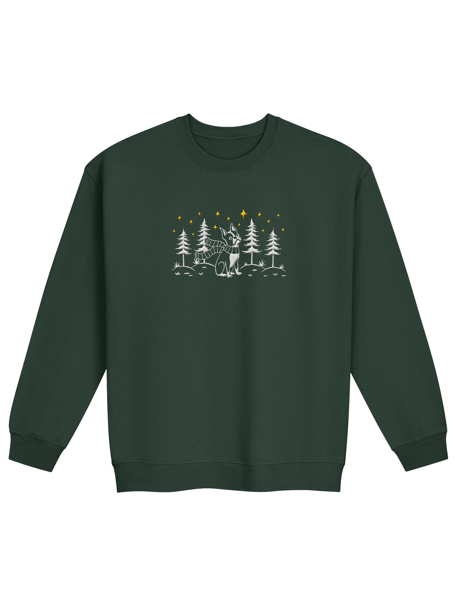 Boston Terrier Winter/Christmas Line Art Design Embroidered Sweatshirt product image (9)