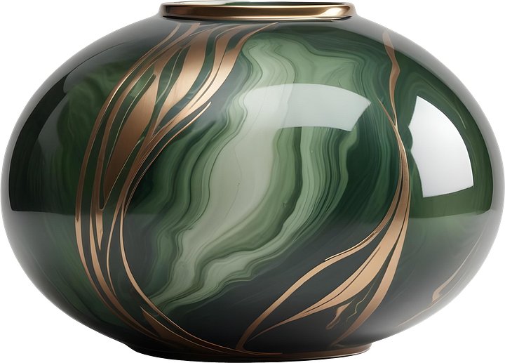 Luxe Botanique – Emerald Flow Vase PNG product image (1)