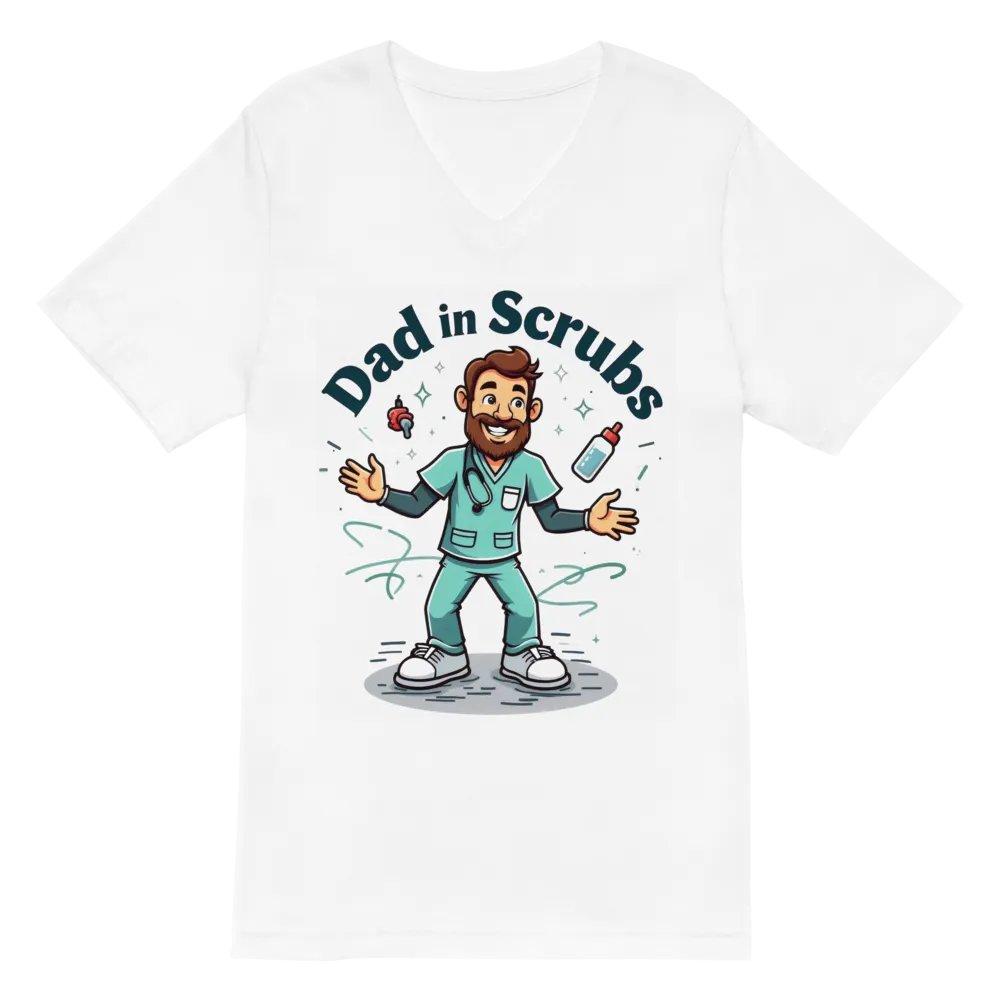 Dad in Scrubs Juggling Fatherhood V-Neck Tee product image (2)