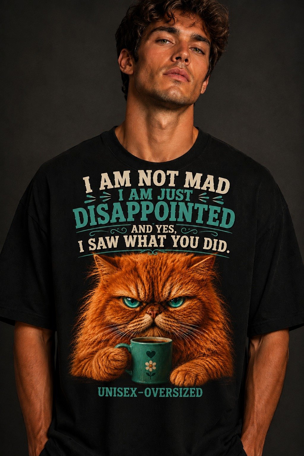 Funny Cat T Shirt, I Am Not Mad I Am Just Disappointed, Sarcastic Orange Cat Graphic Tee Gift product image (1)