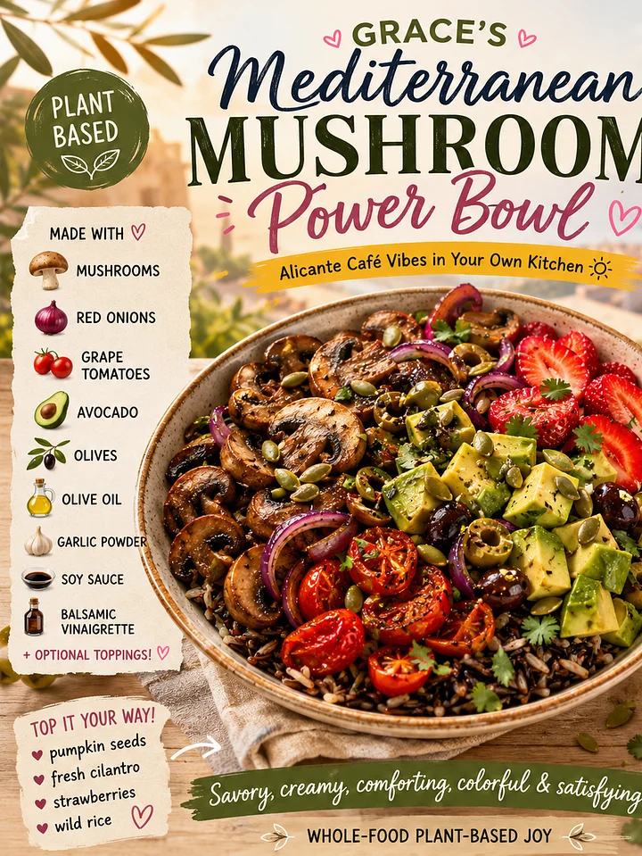 Grace’s Mediterranean Mushroom Power Bowl Recipe Guide product image (1)