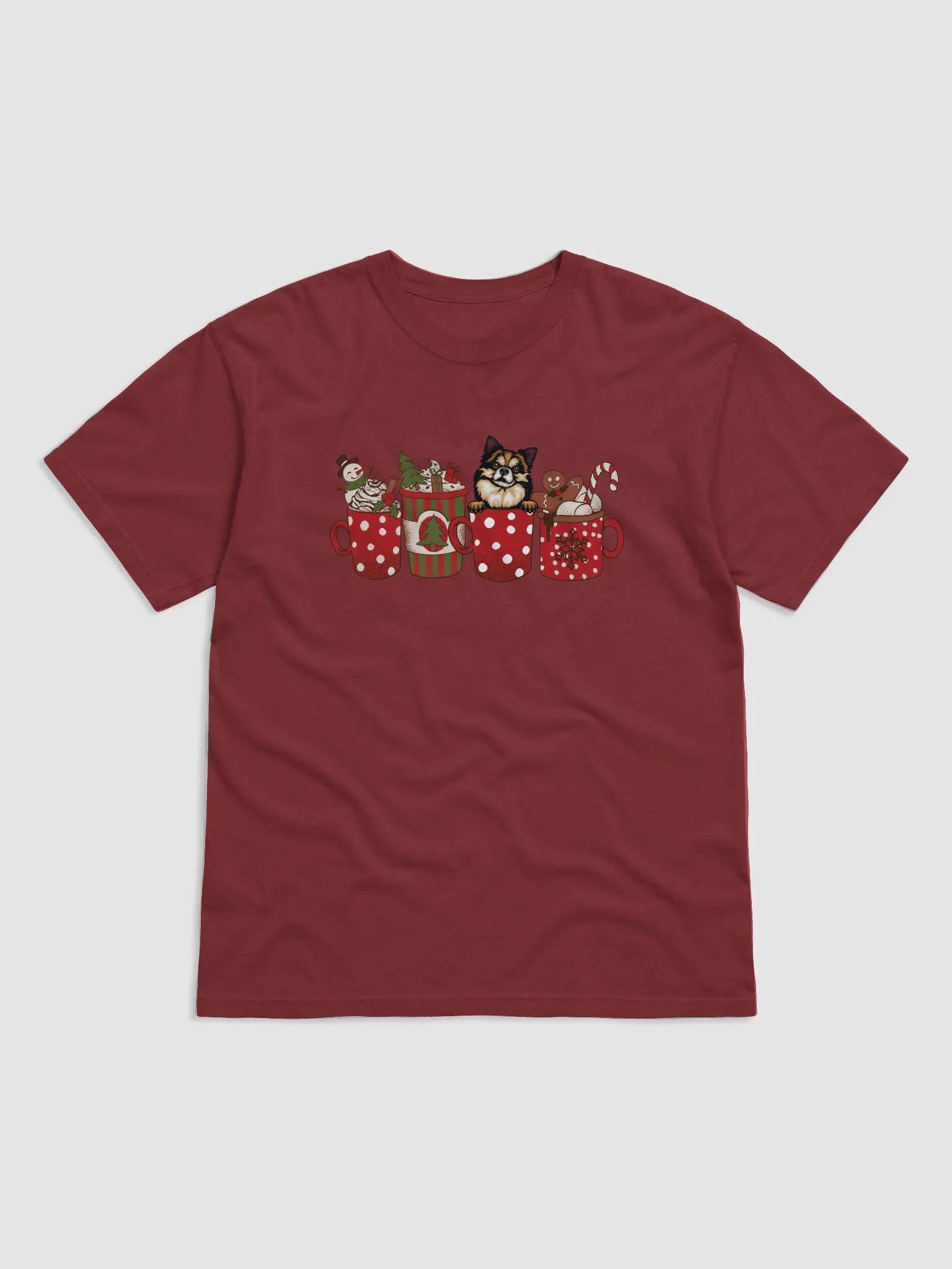 Cute Longhaired Chihuahua in a Christmas Cup T-Shirt | Funny Christmas Pup in a Cup product image (4)