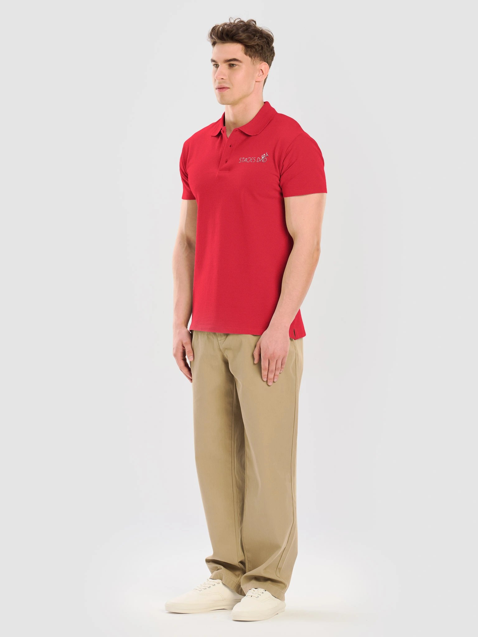 Unisex Dark Polo Shirt - White Embroidered "Stages Dad" product image (11)