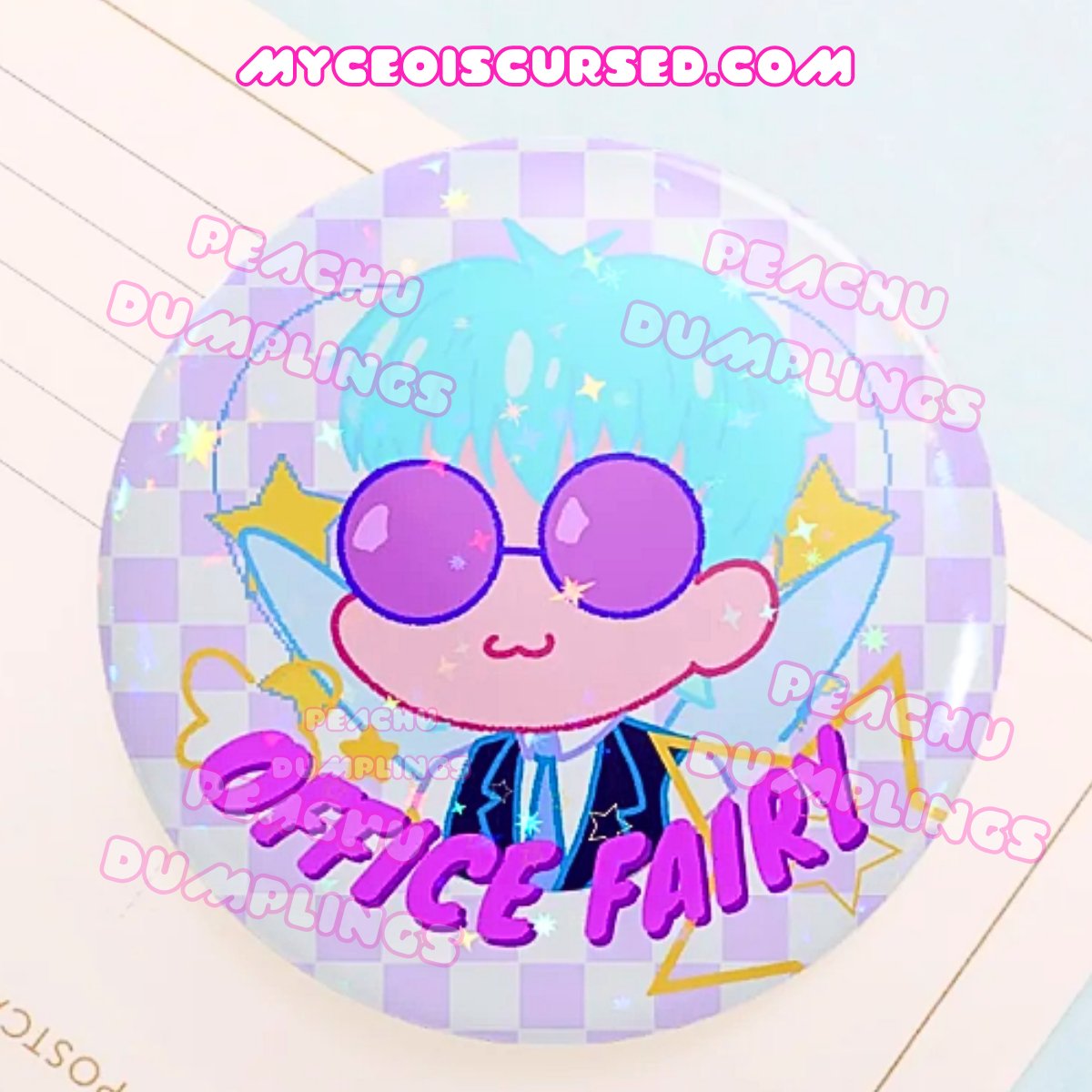 Office Fairy - Holographic Button Badge 💜 product image (2)