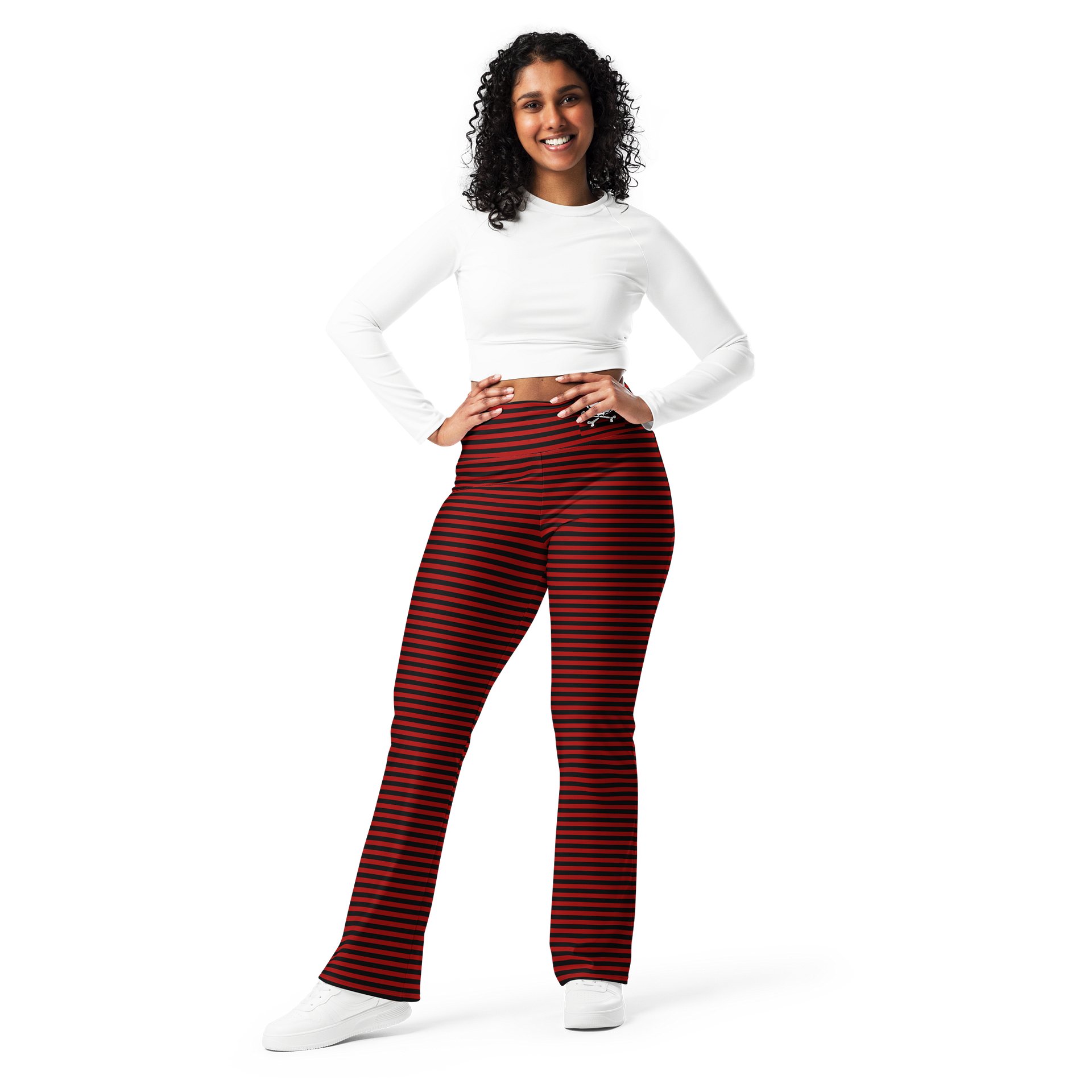 Red and Blaque Stripped Kat Skull Flares product image (10)