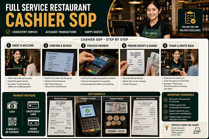 Full Service Restaurant CASHIER SOP product image (2)