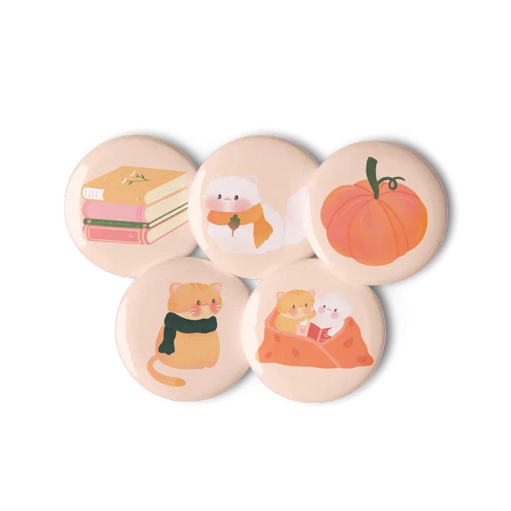 Cozy Fall with Cats Button Pins Set product image (2)