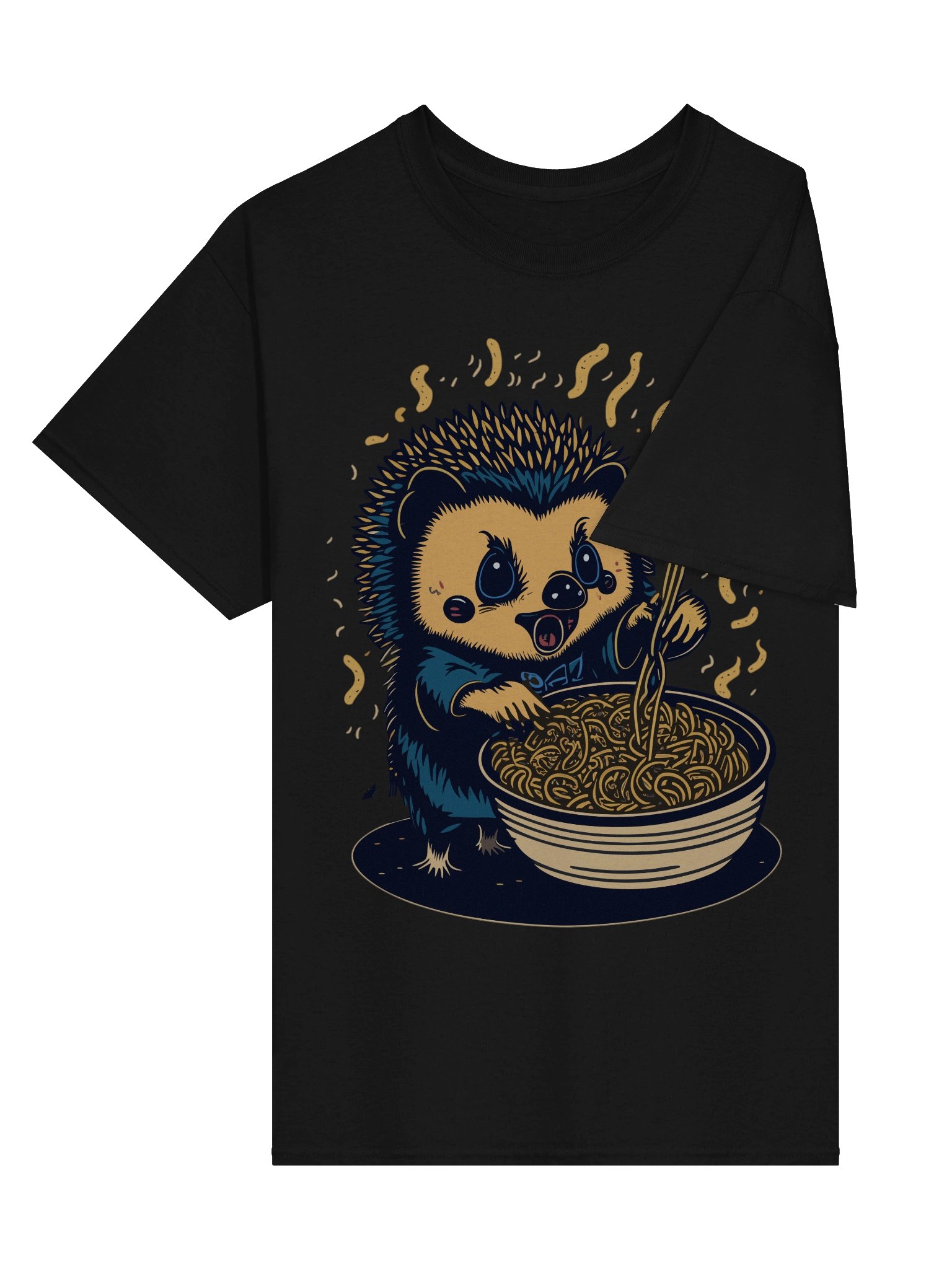 Whimsical Noodle-Loving Hedgehog T-Shirt product image (27)