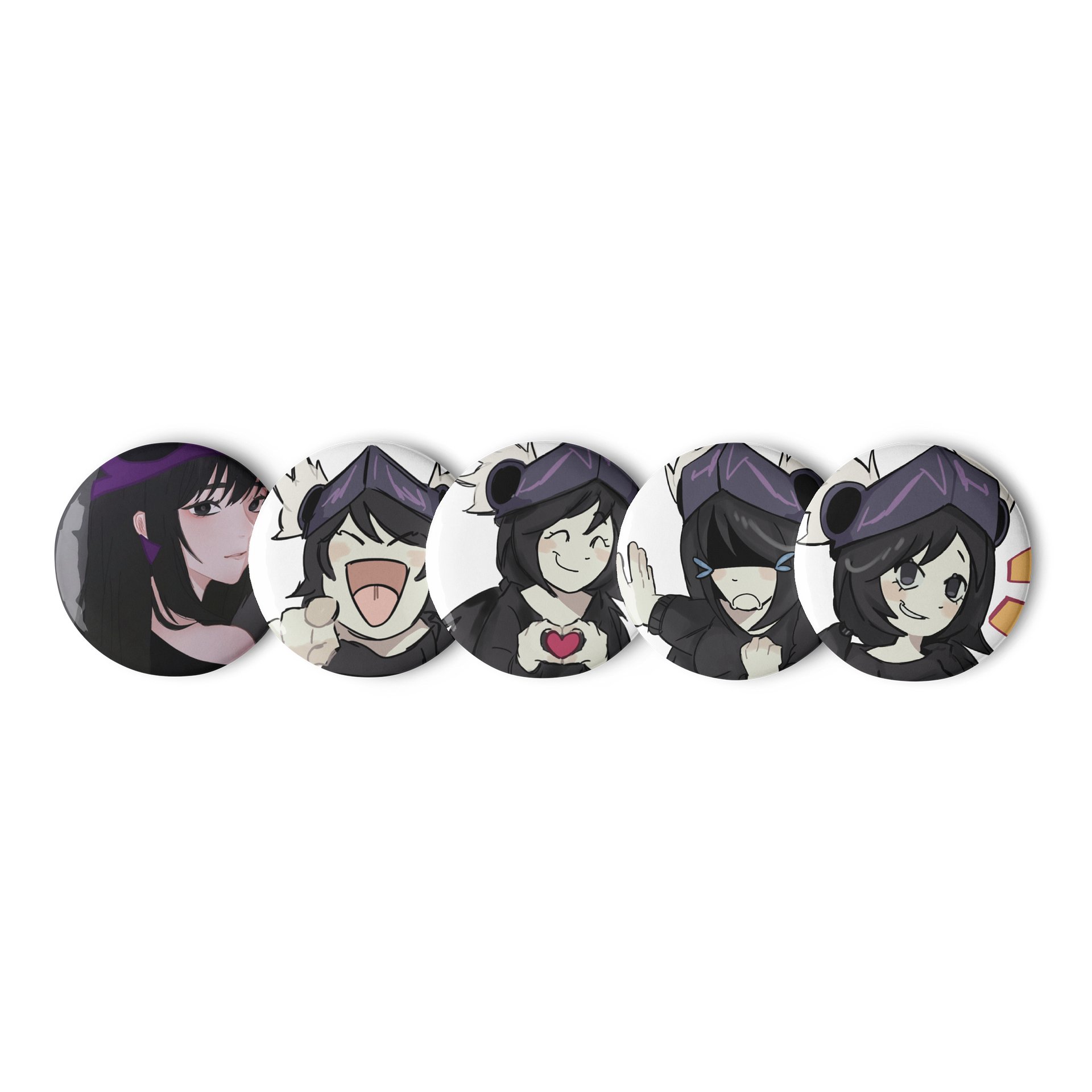 Unozz Pin Set - Set of 5 Aesthetic Anime & Gamer Character Buttons product image (1)